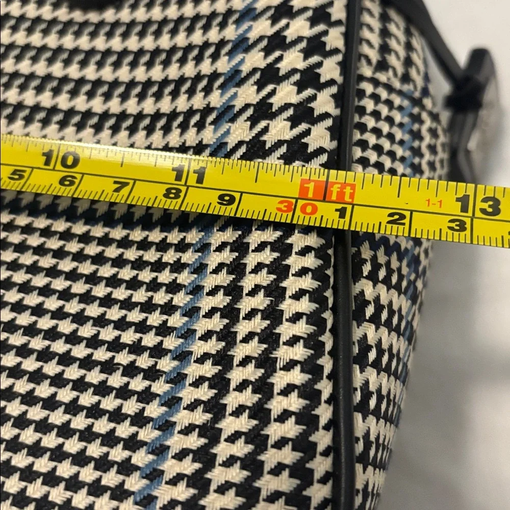 VTG Lauren Ralph Lauren houndstooth bowler bag  black, blue & ecru silver accent - Picture 5 of 14